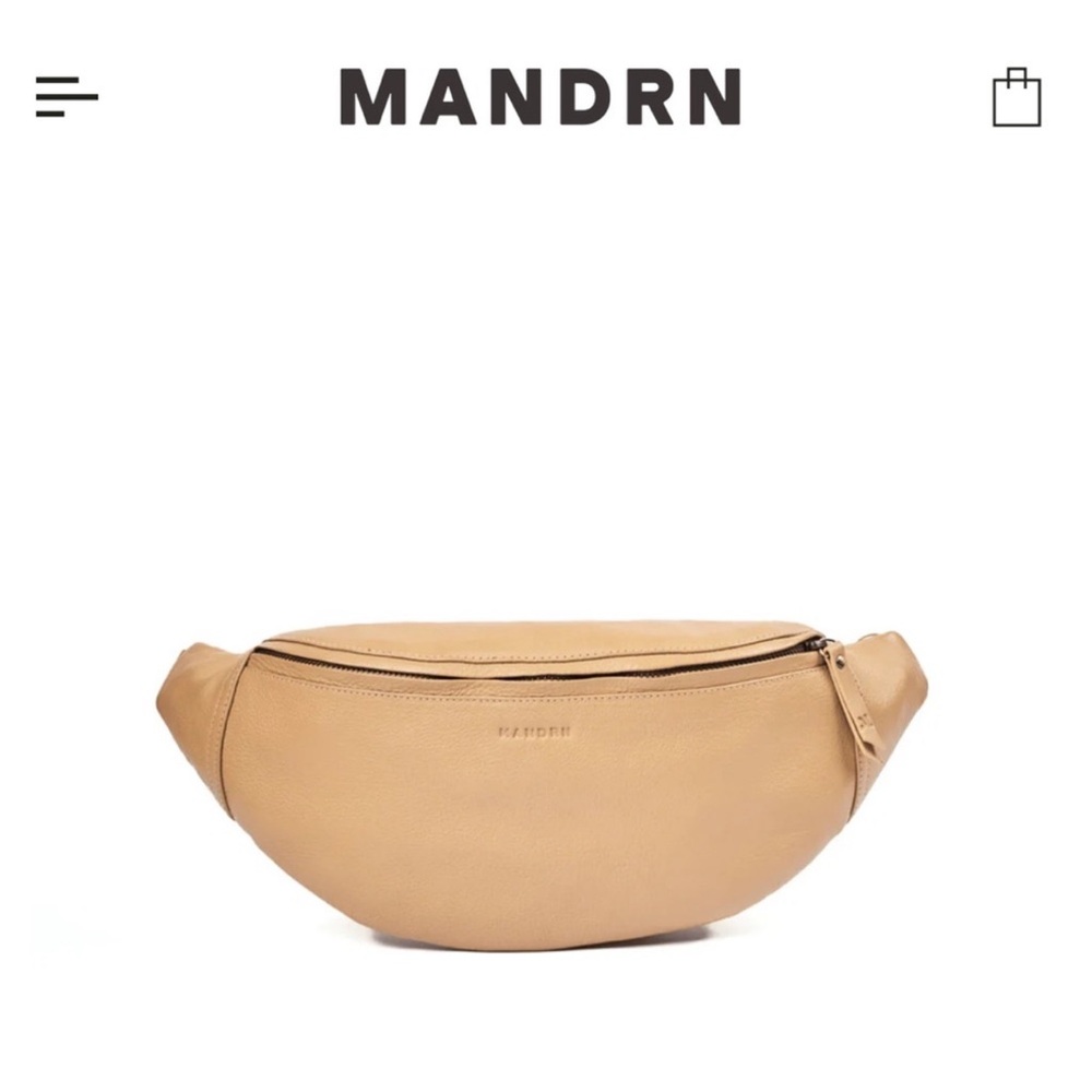MANDRN Atlas Tan Leather Crossbody Belt Bag